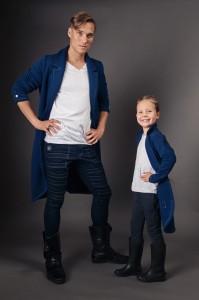 Płaszcz REVOLTER granat Komplet Tata/Dziecko