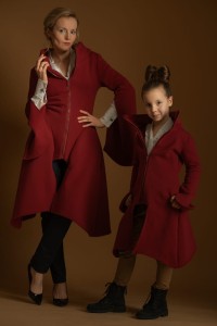Płaszcz Wichrun bordo Komplet Mama/Córka