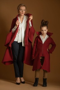 Płaszcz Wichrun bordo Komplet Mama/Córka