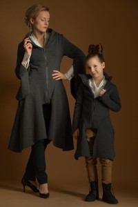 Płaszcz Wichrun grafit Komplet Mama/Córka
