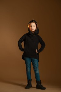 Bluza bokserska dziecięca czarna z mandarynką