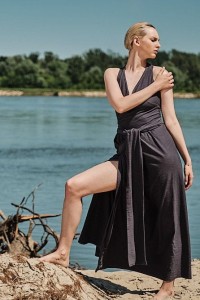 Grafitowa Sukienka Zalotna