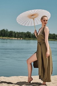 Sukienka Zalotna Jasnooliwkowa