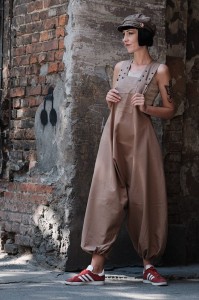 Brązowe Spodnie Damskie baggy Szyte w Polsce