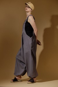 Szare Spodnie na Szelkach dla Kobiet