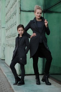 Płaszcz REVOLTER grafit Komplet Mama/Dziecko