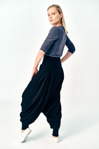 Spodnie haremki damskie dzianiny czarnej