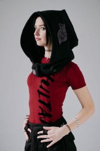 Kaptur Lorien CzarnyCzarny Kaptur Lorien dla kobiet, dwuwarstwowy otulacz bawełniany