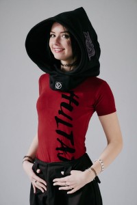 Regulowany kapturoszalik Kaptur Lorien Czarny, napy na kołnierzu