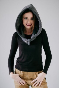 Regulowany kapturoszalik Kaptur Lorien Grafit, napy na kołnierzu