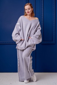 Damska szara bluza casual Hultaj Polski – ubrania szyte na miarę dla kobiet