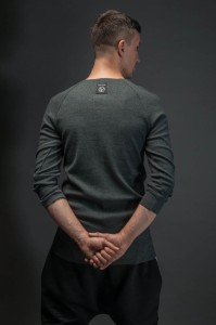 Wygodny longsleeve męski antracytowy ze ściągacza bawełnianego