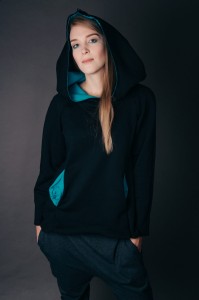 Bluza bokserska damska czarna z turkusem