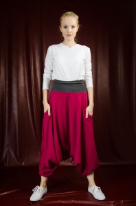 Spodnie Haremki damskie bordo 