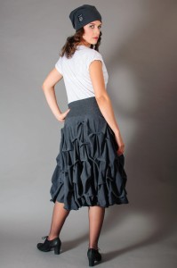 Midirock mit Rüschen Farbe Grau