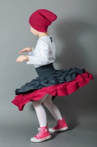 Spódnica podwójnie spieniona dziecięca amarant