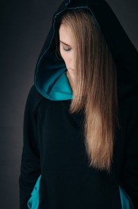 Bluza bokserska damska czarna z turkusem