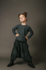 Spodnie Haremki z kieszeniami dziecięce ciemnoszare 