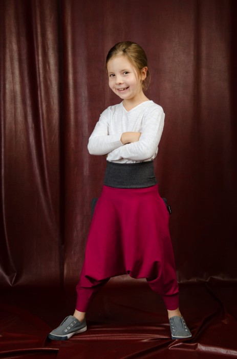  Spodnie Haremki dziecięce bordo