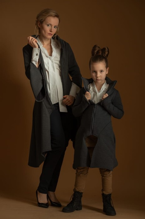 Płaszcz Wichrun grafit Komplet Mama/Córka