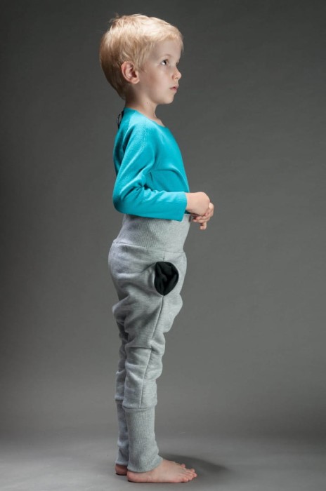 Spodnie wąskie dziecięce szare z czernią