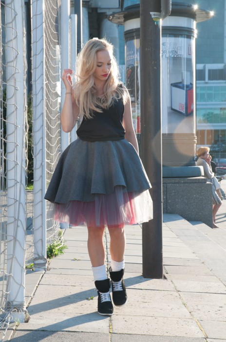 Spódnica Wzburzona Bordo Komplet