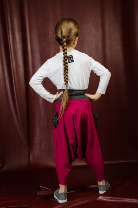  Spodnie Haremki dziecięce bordo