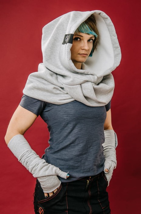 Komin z kapturem Damski jasnoszary