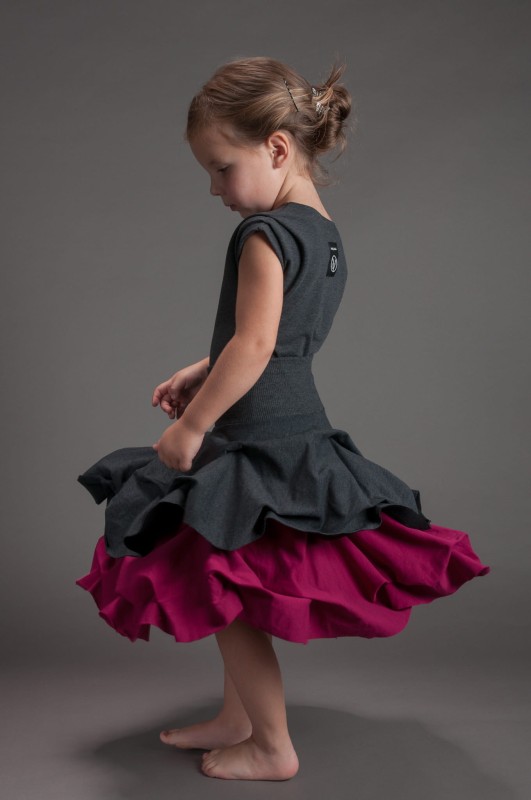 Spódnica podwójnie spieniona dziecięca amarant