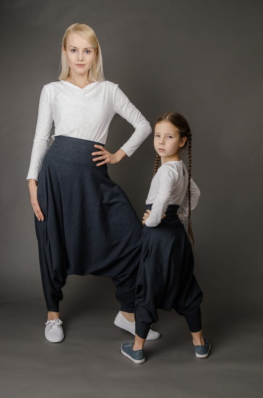  Haremki Ciemnoszare Komplet Mama/Dziecko