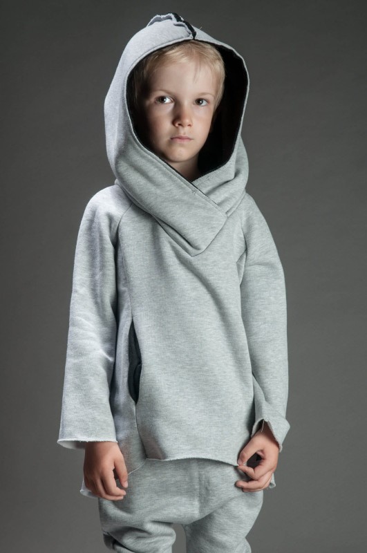 Bluza bokserska dziecięca szara z czernią