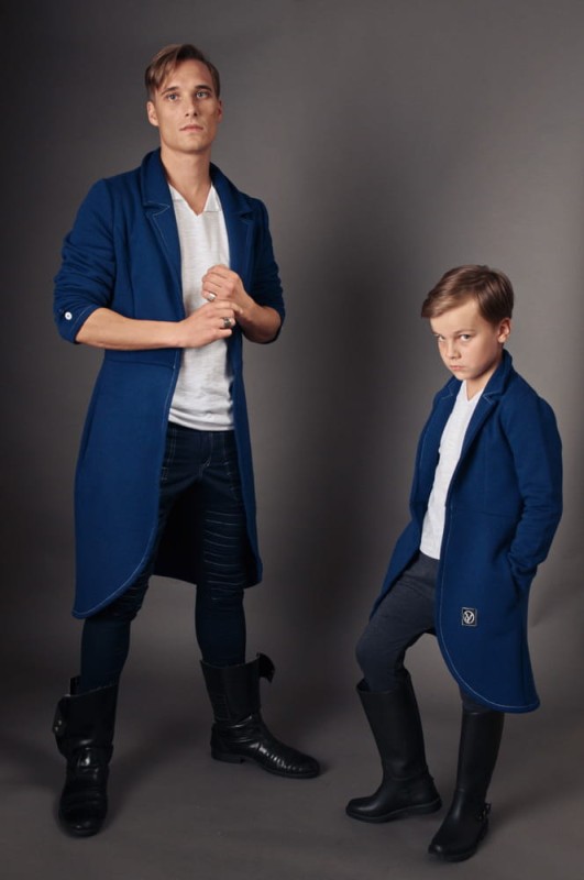 Płaszcz REVOLTER granat Komplet Tata/Dziecko