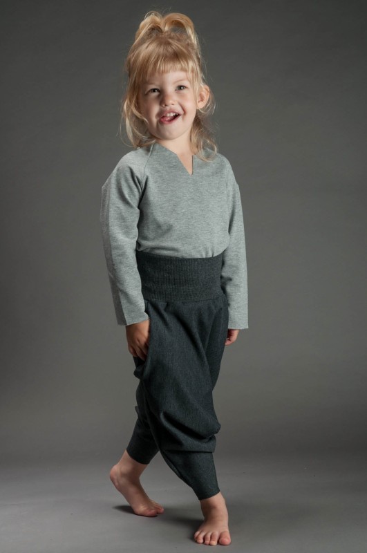 Spodnie Haremki z kieszeniami dziecięce ciemnoszare