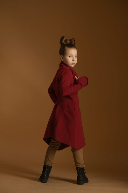 Płaszcz Wichrun bordo Komplet Mama/Córka