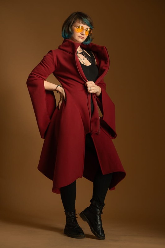 Płaszcz Wichrun bordo Komplet Mama/Córka