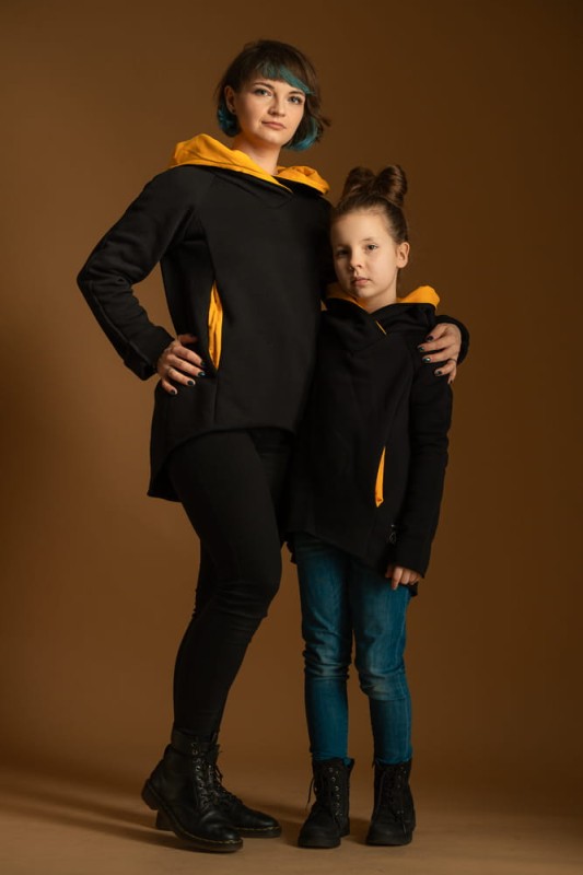 Bluza bokserska dziecięca czarna z mandarynką