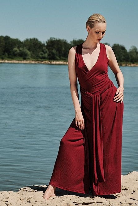 Bordowa Sukienka Zalotna