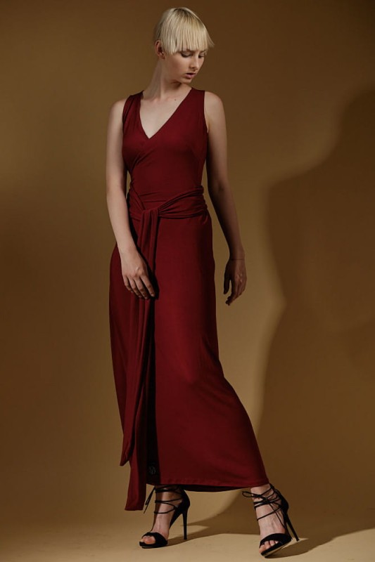 Bordowa Sukienka Zalotna