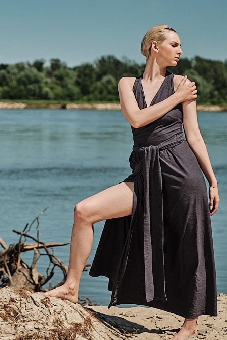 Grafitowa Sukienka Zalotna