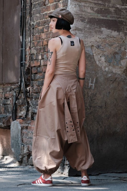 Brązowe Spodnie Baggy szyte w Polsce