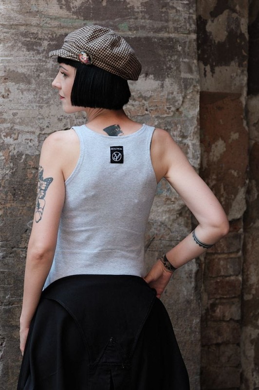 Szary Tanktop Damski ze ściągacza bawełnianego polskiej produkcji