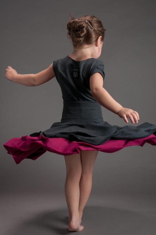 Spódnica podwójnie spieniona dziecięca amarant