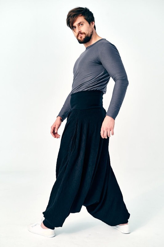 Spodnie Haremki Czarne męskie do jogi