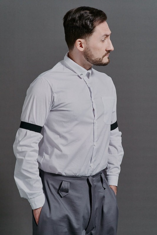Koszula ze Szpilą męska biała szyta w polsce