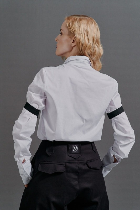 Biała koszula damska retro szyta ręcznie