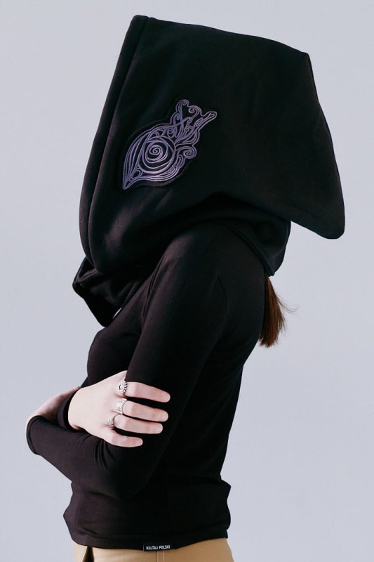 Regulowany kapturoszalik Kaptur Lorien Czarny, napy na kołnierzu