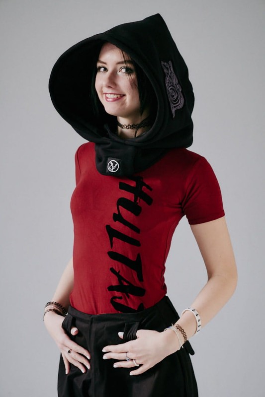 Regulowany kapturoszalik Kaptur Lorien Czarny, napy na kołnierzu