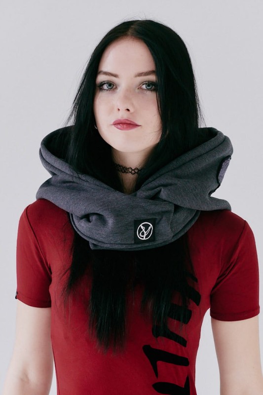 Regulowany kapturoszalik Kaptur Lorien Grafit, napy na kołnierzu