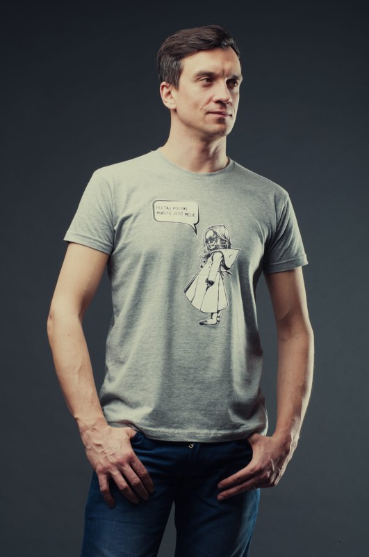 T-SHIRT MIASTO JEST MOJE męski szary