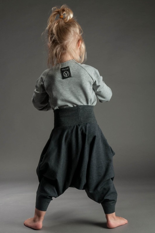 Spodnie Haremki z kieszeniami dziecięce ciemnoszare